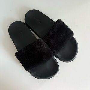 FREE ADD ON Cozy Black Furry Slide Slippers